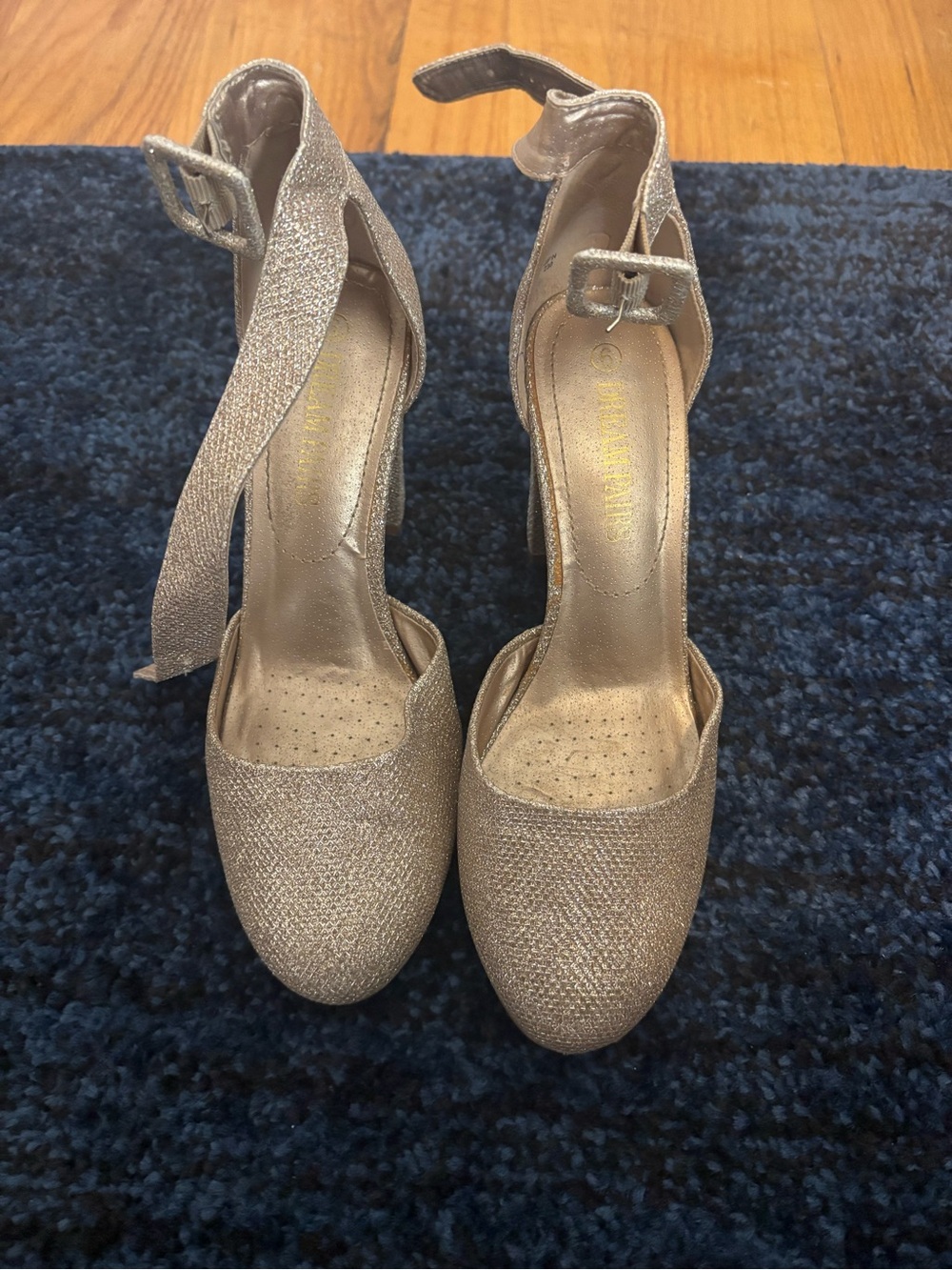 Metallic Gold Ankle-Strap Women's Heels